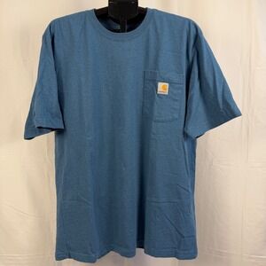 Carhartt‎ Mens Blue Pocket T-Shirt Large Original Fit Short Sleeve Workwear